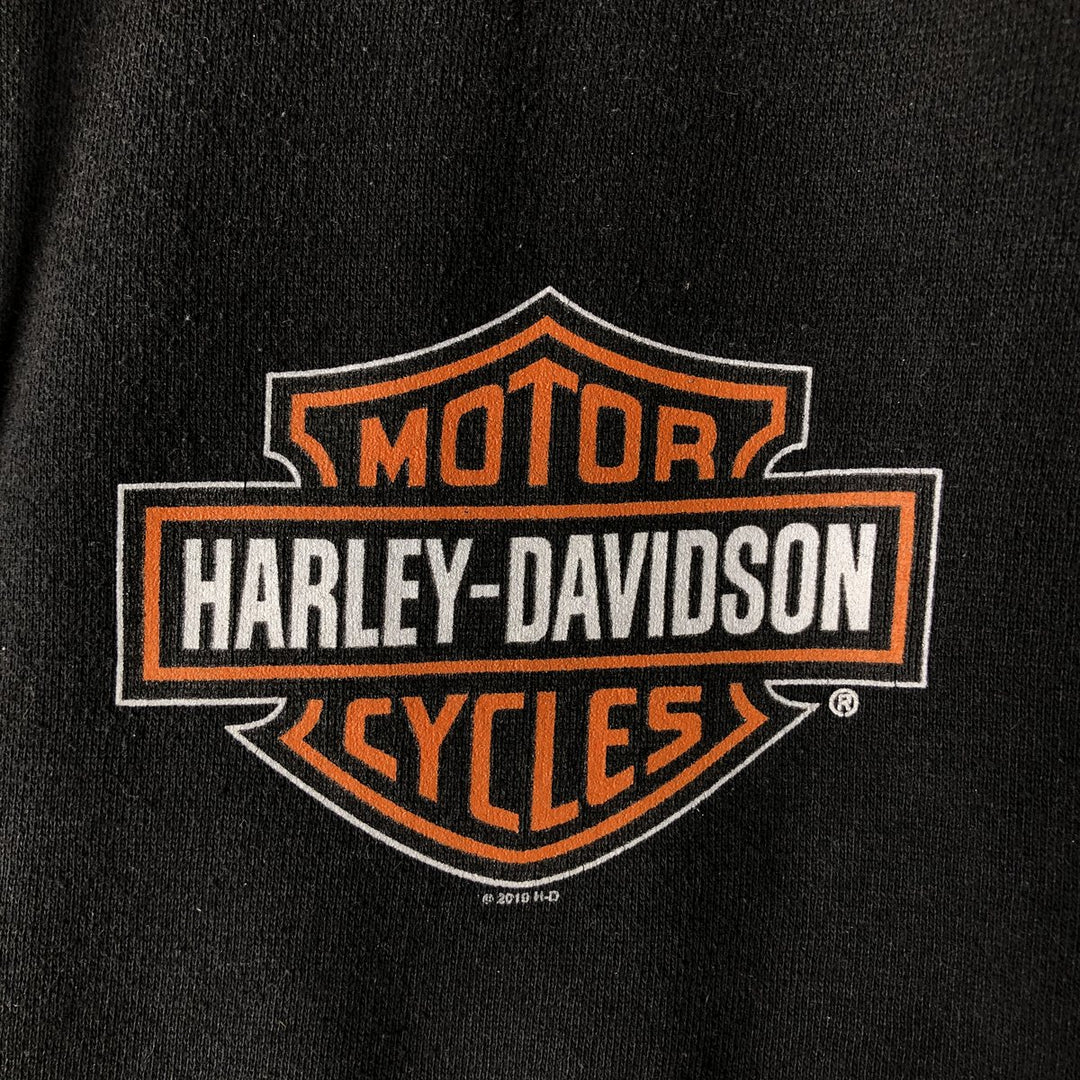 Harley-Davidson Sweat Full Zip Hoodie Men's L size cotton black type Vintage Second Hand