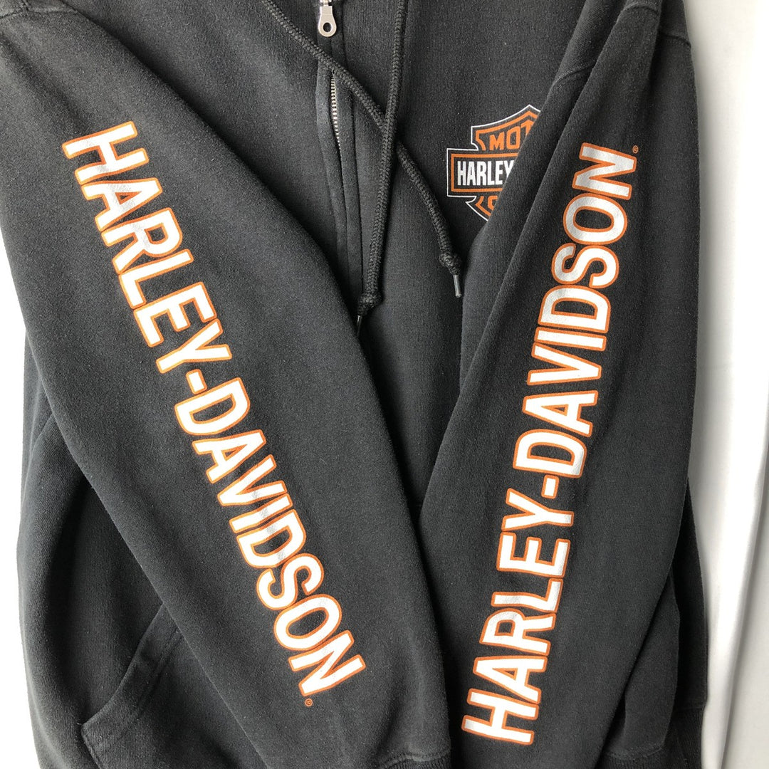 Harley-Davidson Sweat Full Zip Hoodie Men's L size cotton black type Vintage Second Hand