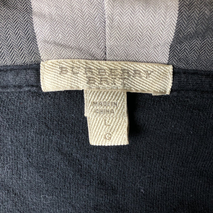 Burberry's BRIT Sweat Full-Zip Hoodie, Men's Size L (approx.) cotton black type Vintage Second Hand