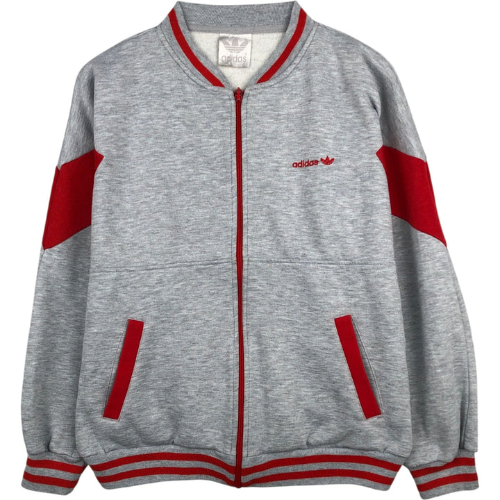 80'S Adidas Trefoil Logo Full-Zip Sweatshirt, Men's Size L (approx.), Vintage unclear gray type Vintage Second Hand