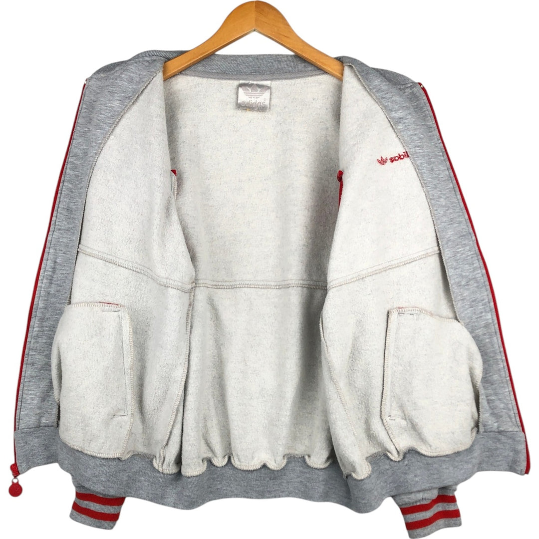 80'S Adidas Trefoil Logo Full-Zip Sweatshirt, Men's Size L (approx.), Vintage unclear gray type Vintage Second Hand