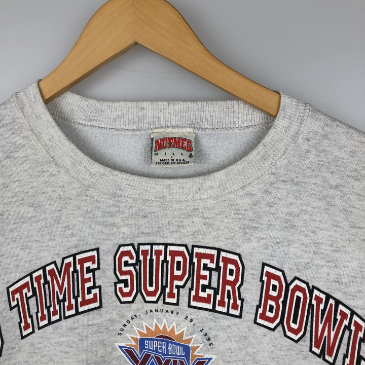 90'S Nutmeg Mills 5 TIME SUPERBOWL CHAMPIONS Print Sweatshirt, Made in USA, Men's Size L (approx.), Vintage cotton gray type Vintage Second Hand