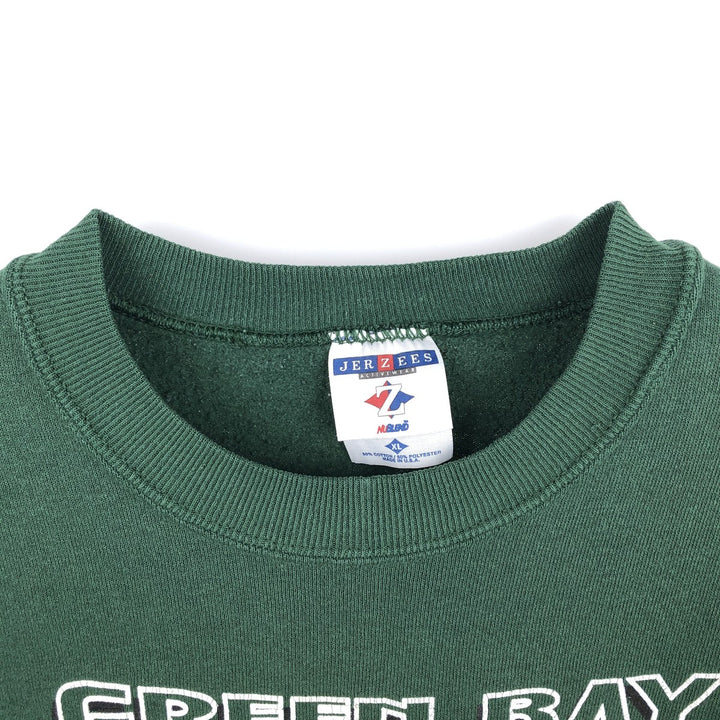 90'S JERSEYS NFL Green Bay Packers Print Sweatshirt, Made in USA, Men's XL equivalent, Vintage polyester Green type dark green Vintage Second Hand