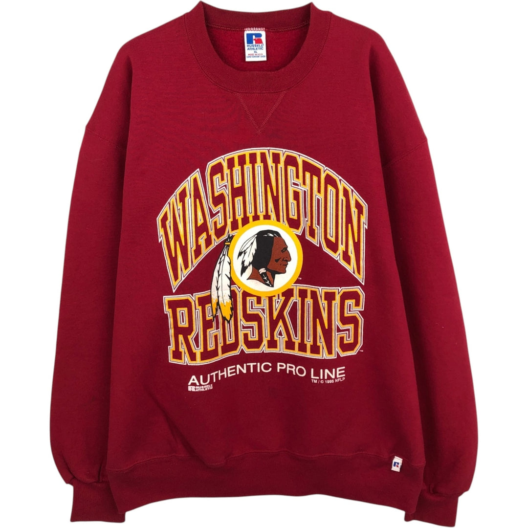 90'S Russell NFL Washington Redskins Print Sweatshirt, Made in USA, Men's XL (approx.), Vintage cotton red type Vintage Second Hand