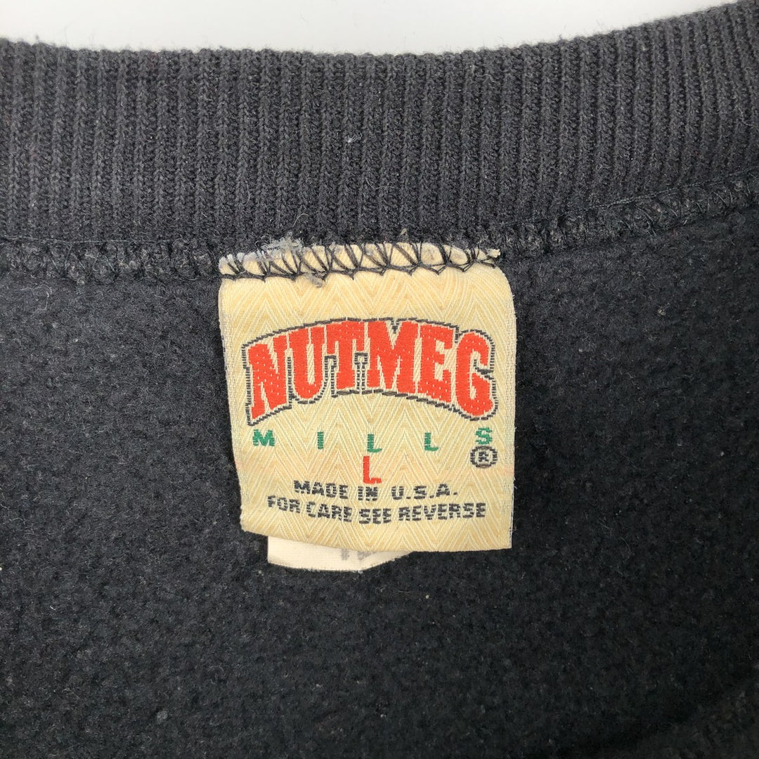 90'S NUTMEG NFL Pittsburgh Steelers Print Sweatshirt, Made in USA, Men's Size L (Equivalent), Vintage cotton black type Vintage Second Hand