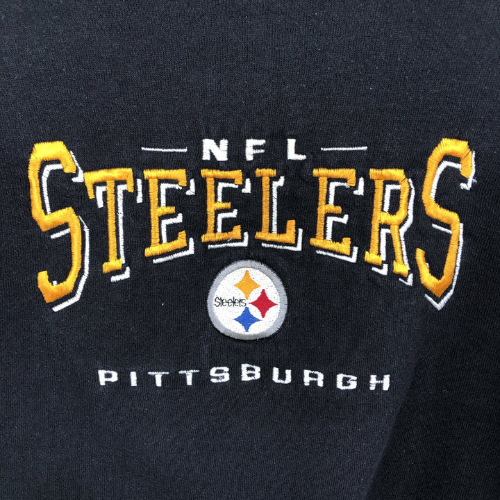 90'S NUTMEG NFL Pittsburgh Steelers Print Sweatshirt, Made in USA, Men's Size L (Equivalent), Vintage cotton black type Vintage Second Hand