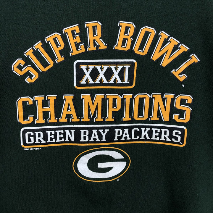 90'S TULTEX NFL Green Bay Packers Print Sweatshirt, Made in USA, Men's Size L (Equivalent), Vintage cotton Green type dark green Vintage Second Hand
