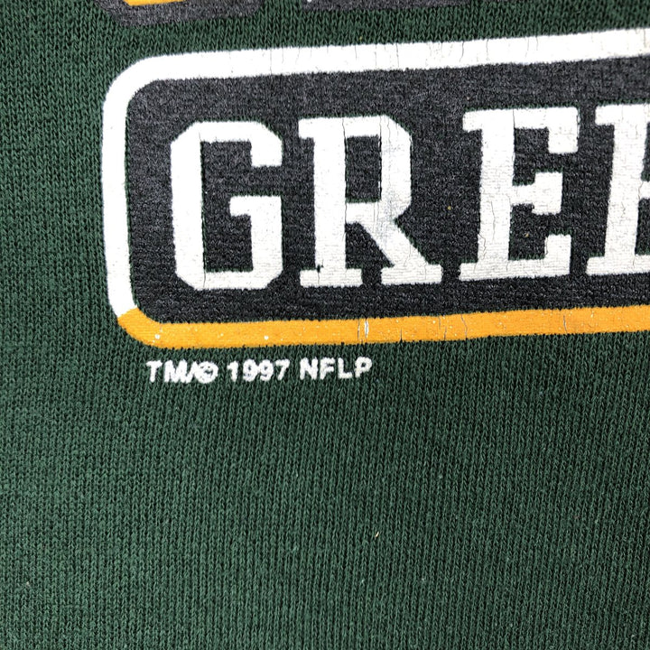 90'S TULTEX NFL Green Bay Packers Print Sweatshirt, Made in USA, Men's Size L (Equivalent), Vintage cotton Green type dark green Vintage Second Hand
