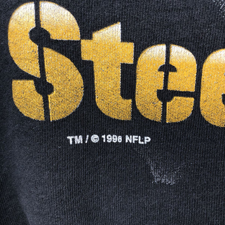 90'S SALEM NFL Pittsburgh Steelers Print Sweatshirt, Made in USA, Men's Size M (Equivalent), Vintage cotton black type Vintage Second Hand
