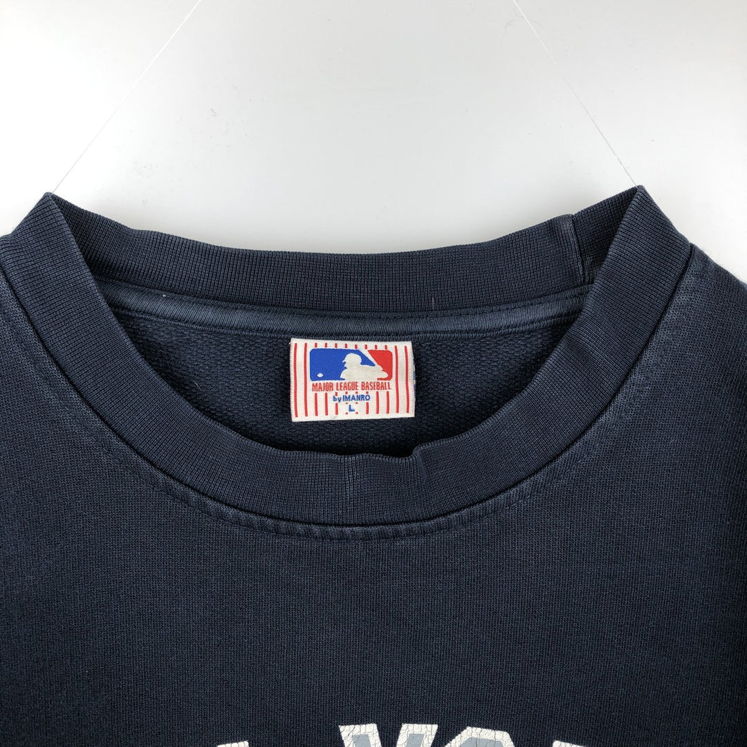MLB New York Yankees sweatshirt, men's size L (approx.) cotton navy blue type Vintage Second Hand
