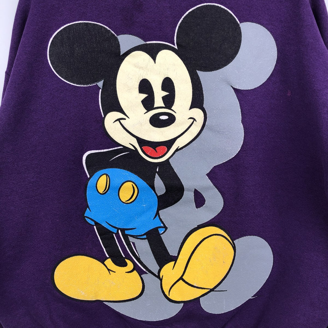 Micky&Co. MICKEY MOUSE Mickey Mouse Character Sweatshirt, Made in USA, Men's Size L (Equivalent), Vintage cotton purple type Vintage Second Hand