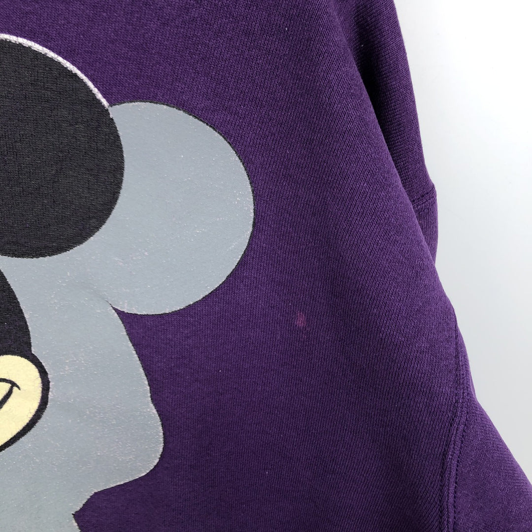 Micky&Co. MICKEY MOUSE Mickey Mouse Character Sweatshirt, Made in USA, Men's Size L (Equivalent), Vintage cotton purple type Vintage Second Hand