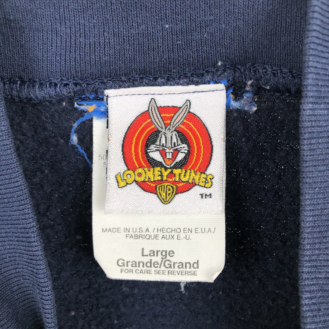 Vintage 90'S Looney Tunes Tweety character sweatshirt, Made in USA, Men's Size L cotton navy blue type Vintage Second Hand