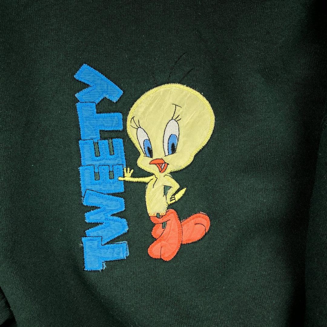 Vintage 90'S Looney Tunes Tweety character sweatshirt, Made in USA, Men's Size L cotton Green type dark green Vintage Second Hand