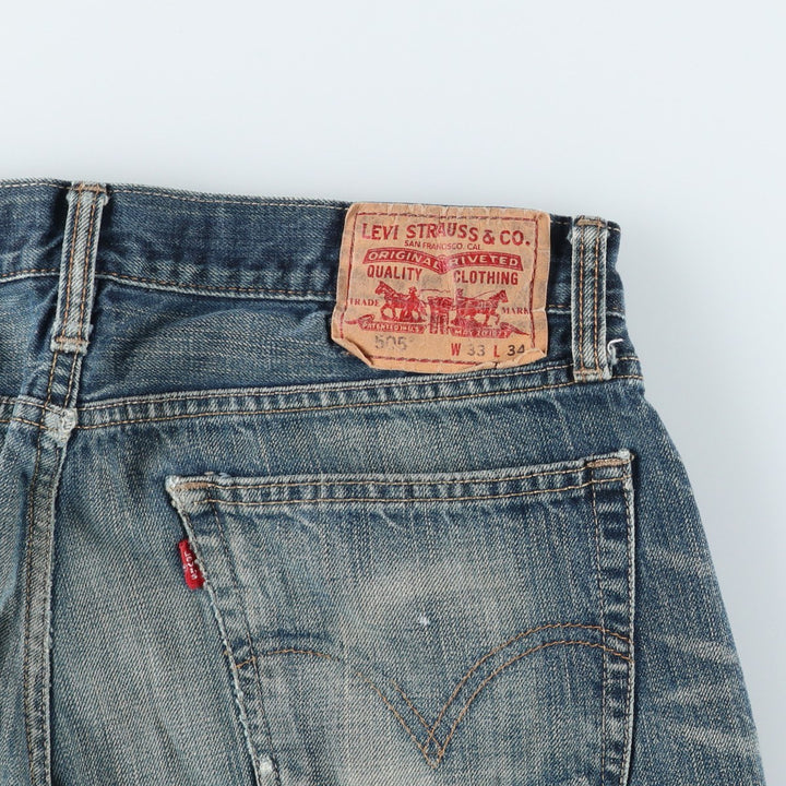 Levi's 505 STRAIGHT FIT tapered denim pants for men, equivalent to w33 cotton blue type Vintage Second Hand