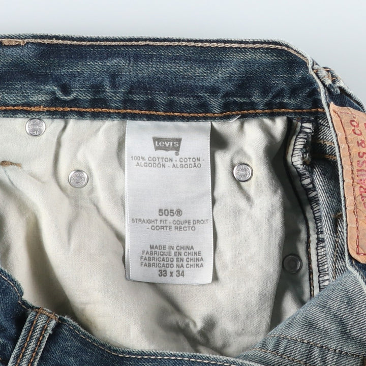 Levi's 505 STRAIGHT FIT tapered denim pants for men, equivalent to w33 cotton blue type Vintage Second Hand