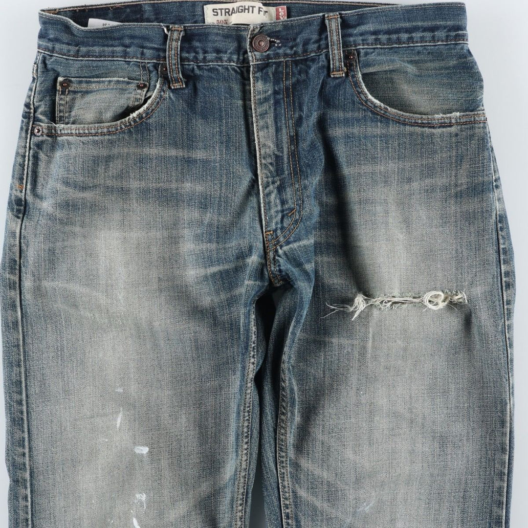 Levi's 505 STRAIGHT FIT tapered denim pants for men, equivalent to w33 cotton blue type Vintage Second Hand