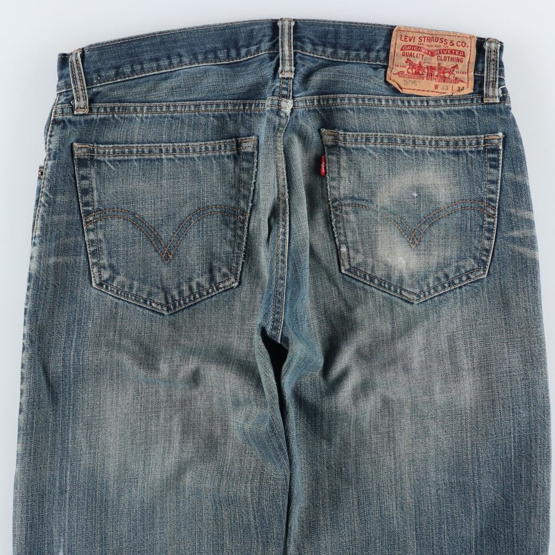 Levi's 505 STRAIGHT FIT tapered denim pants for men, equivalent to w33 cotton blue type Vintage Second Hand