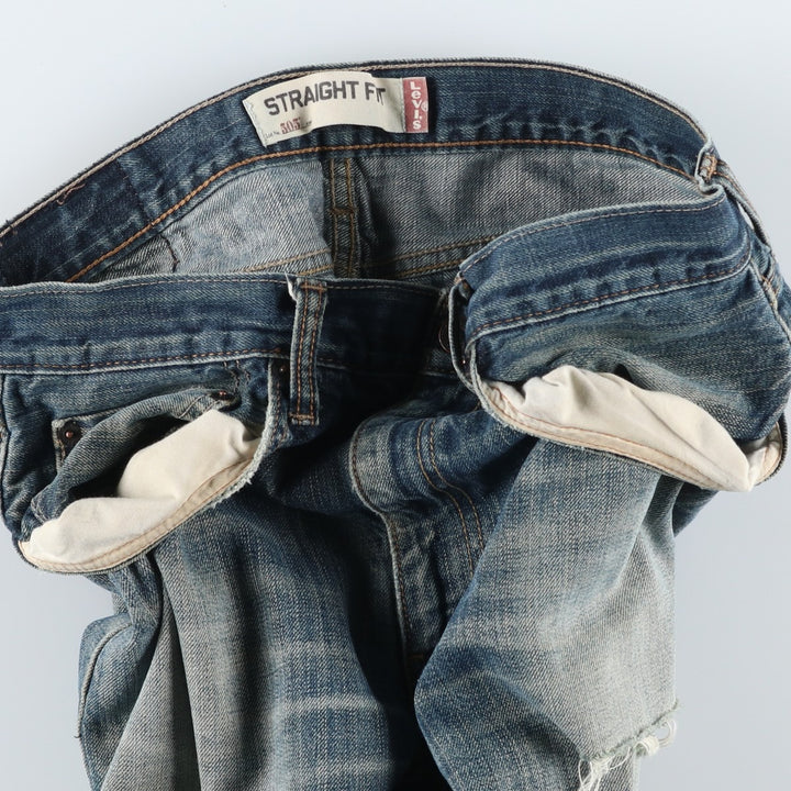 Levi's 505 STRAIGHT FIT tapered denim pants for men, equivalent to w33 cotton blue type Vintage Second Hand