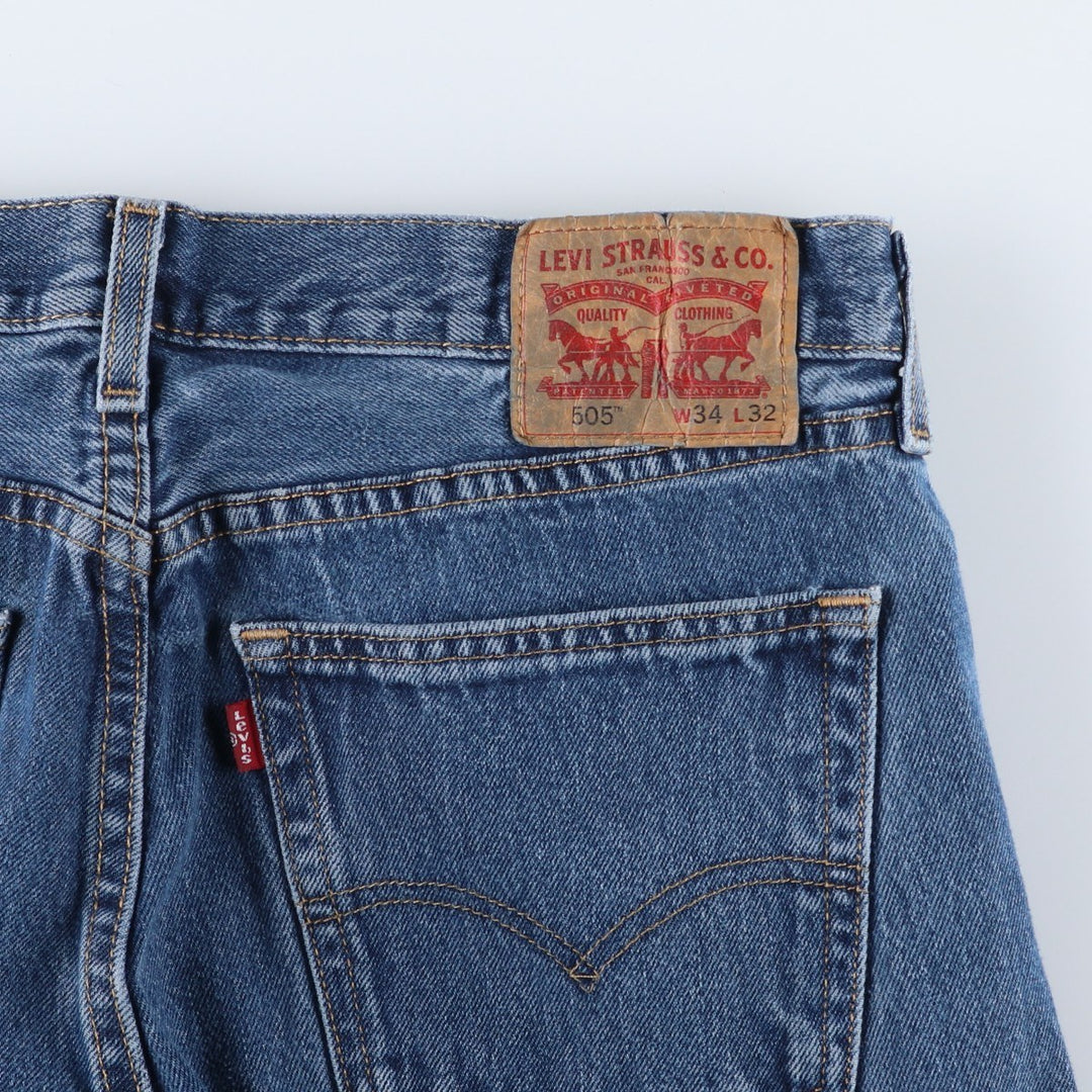 Levi's 505 tapered denim pants for men, size W33 cotton blue type Vintage Second Hand