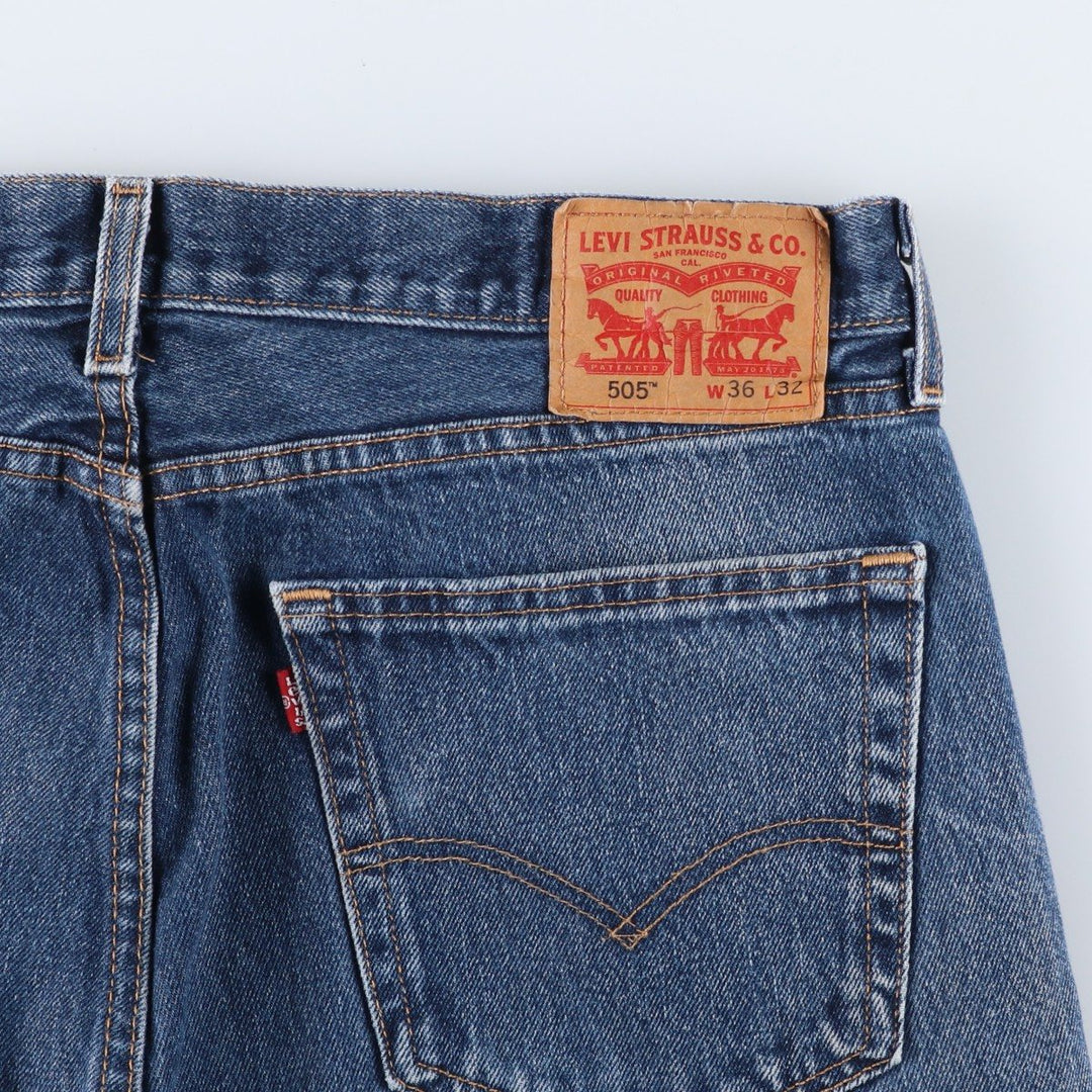 Levi's 505 tapered denim pants for men, size w37 cotton blue type Vintage Second Hand