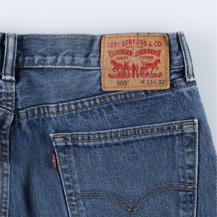 Levi's 505 tapered denim pants for men, size W34 cotton blue type Vintage Second Hand