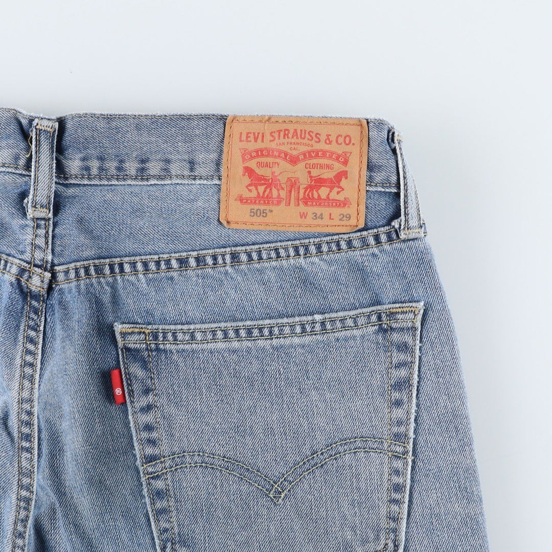 Levi's 505 tapered denim pants for men, size W34 cotton Blue type light blue Vintage Second Hand