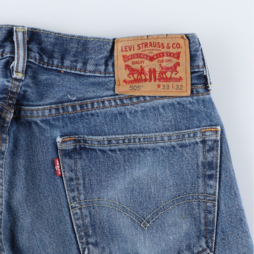 Levi's 505 tapered denim pants for men, size W33 cotton blue type Vintage Second Hand