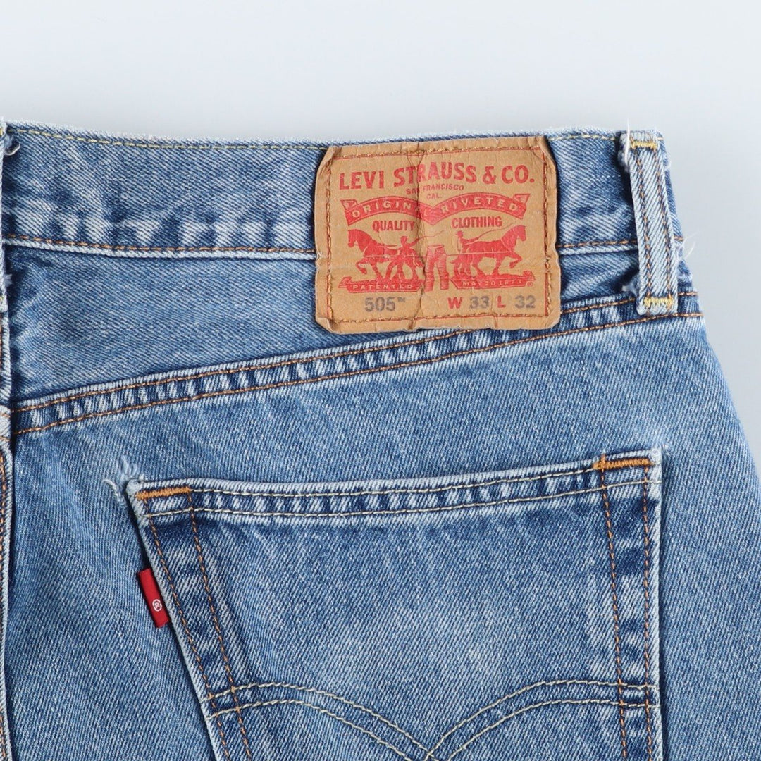 Levi's 505 tapered denim pants for men, size W34 cotton blue type Vintage Second Hand