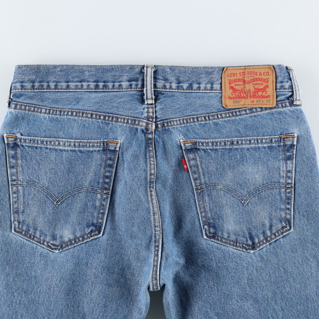 Levi's 505 tapered denim pants for men, size W34 cotton blue type Vintage Second Hand
