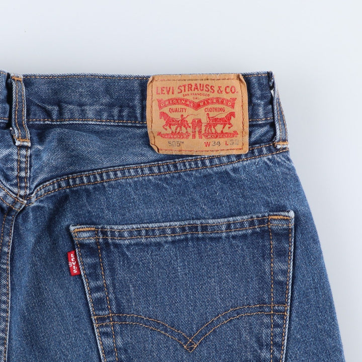 Levi's 505 tapered denim pants for men, size W34 cotton blue type Vintage Second Hand