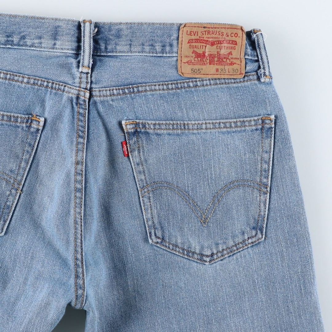 Levi's 505 STRAIGHT FIT tapered denim pants for men, equivalent to w33 cotton Blue type light blue Vintage Second Hand