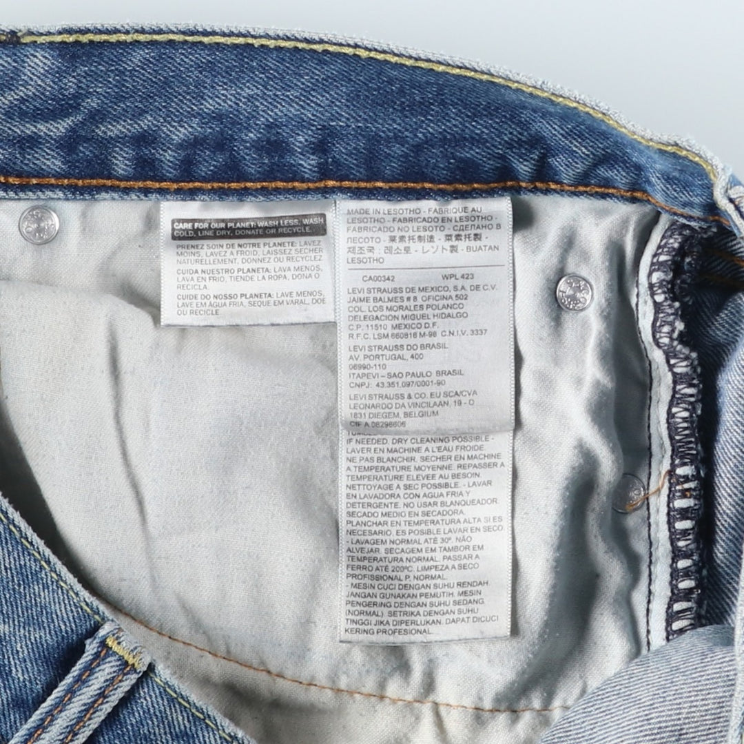 Levi's 505 tapered denim pants for men, size W34 cotton blue type Vintage Second Hand