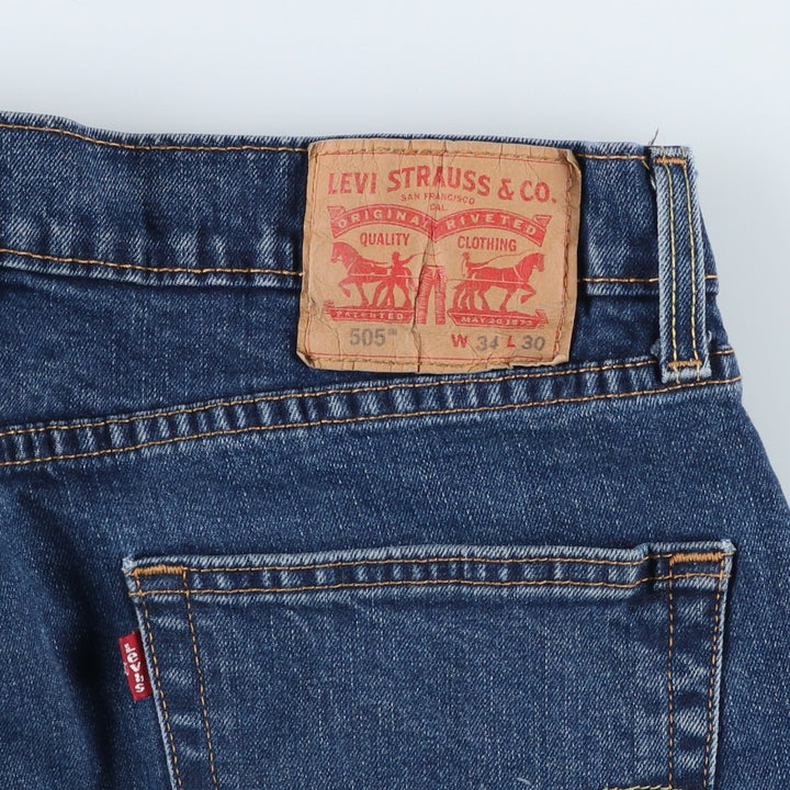 Levi's 505 tapered denim pants for men, size W34 cotton blue type Vintage Second Hand