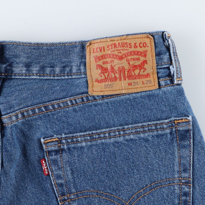 Levi's 505 tapered denim pants for men, size W33 cotton blue type Vintage Second Hand