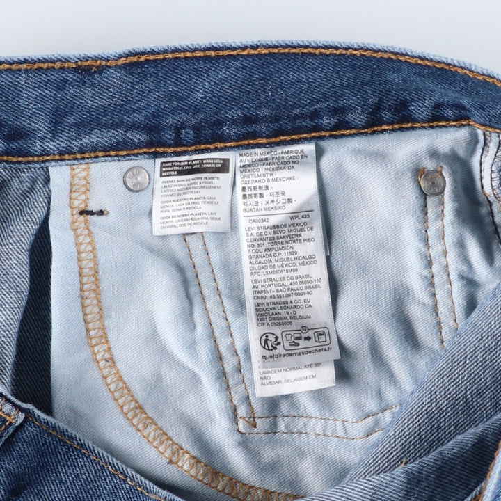Levi's 505 tapered denim pants for men, size W33 cotton blue type Vintage Second Hand