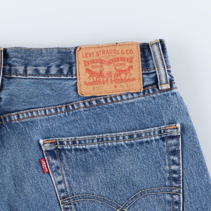 Levi's 505 tapered denim pants for men, size W34 cotton blue type Vintage Second Hand