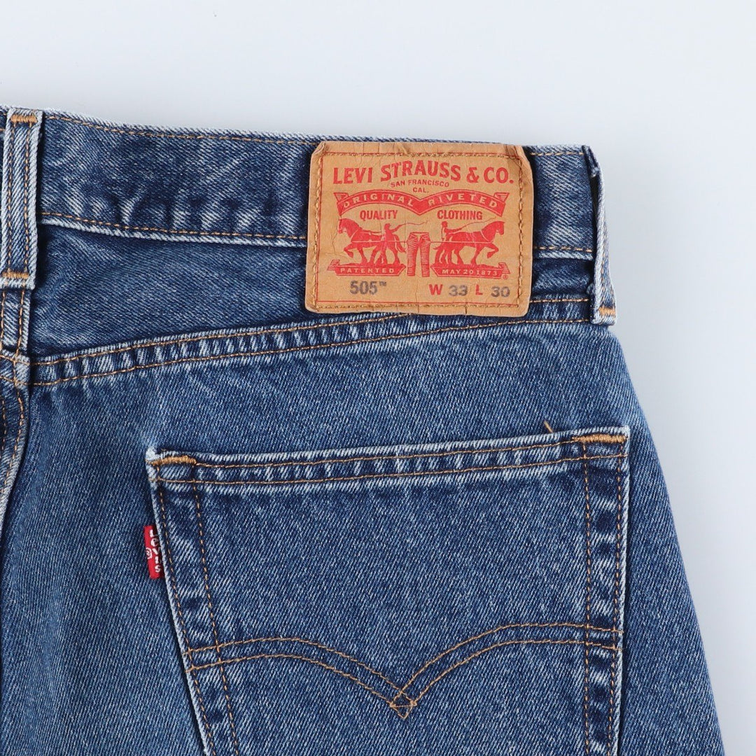 Levi's 505 tapered denim pants for men, size W34 cotton blue type Vintage Second Hand