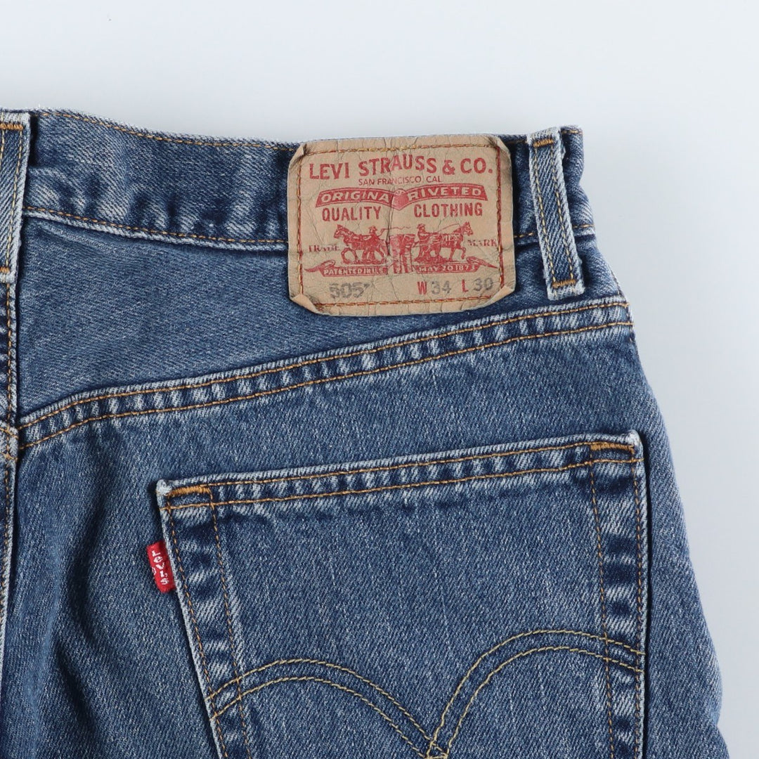 00'S Levi's 505 REGULAR FIT tapered denim pants for men, size w33 cotton blue type Vintage Second Hand
