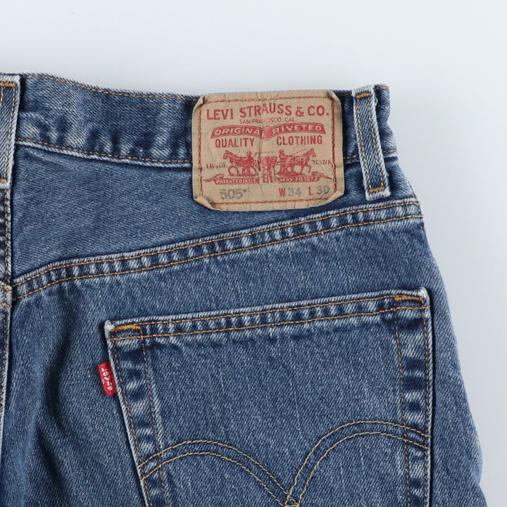 00'S Levi's 505 REGULAR FIT tapered denim pants for men, size w33 cotton blue type Vintage Second Hand