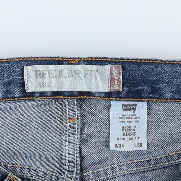 00'S Levi's 505 REGULAR FIT tapered denim pants for men, size w33 cotton blue type Vintage Second Hand