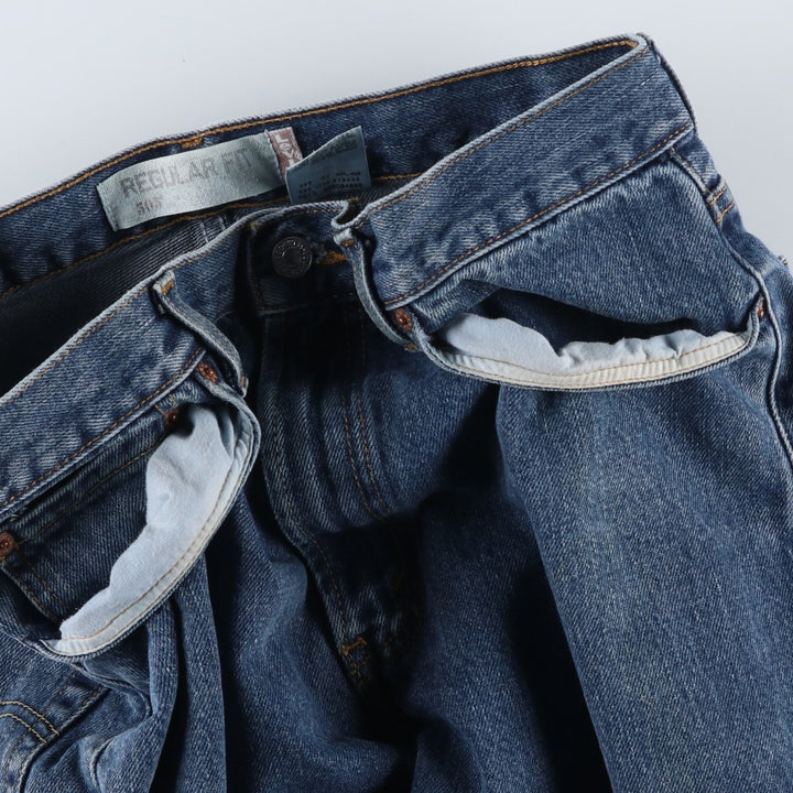 00'S Levi's 505 REGULAR FIT tapered denim pants for men, size w33 cotton blue type Vintage Second Hand