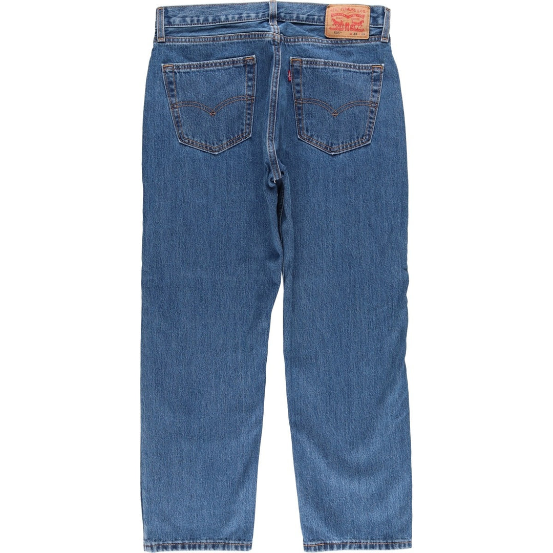 Levi's 505 tapered denim pants for men, size W34 cotton blue type Vintage Second Hand