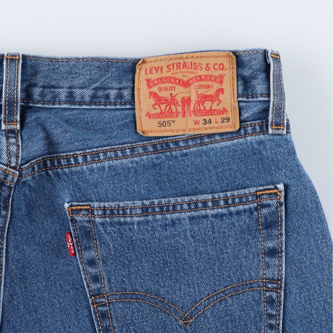 Levi's 505 tapered denim pants for men, size W34 cotton blue type Vintage Second Hand