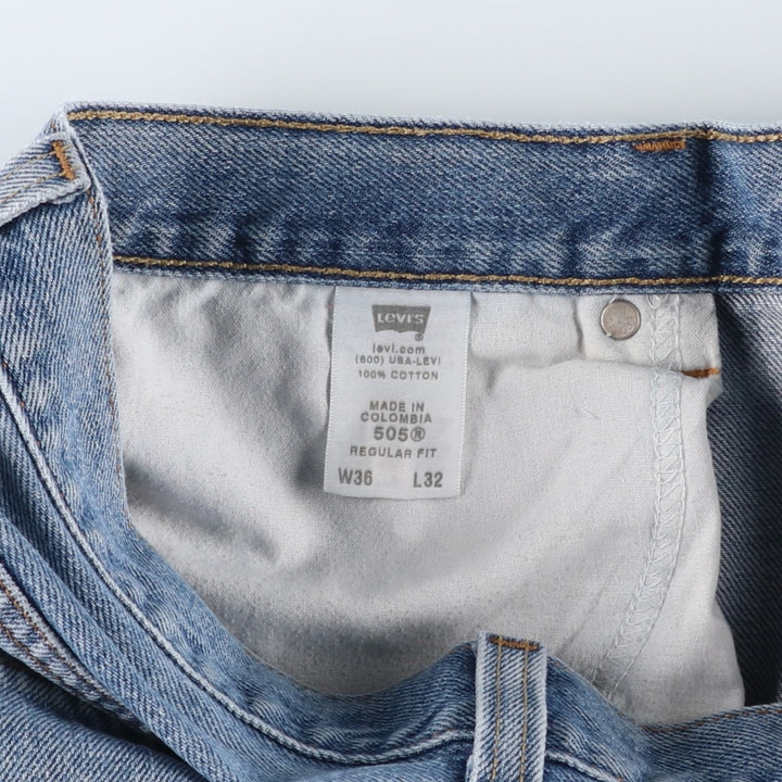 00'S Levi's 505 REGULAR FIT tapered denim pants for men, size w34 cotton Blue type light blue Vintage Second Hand