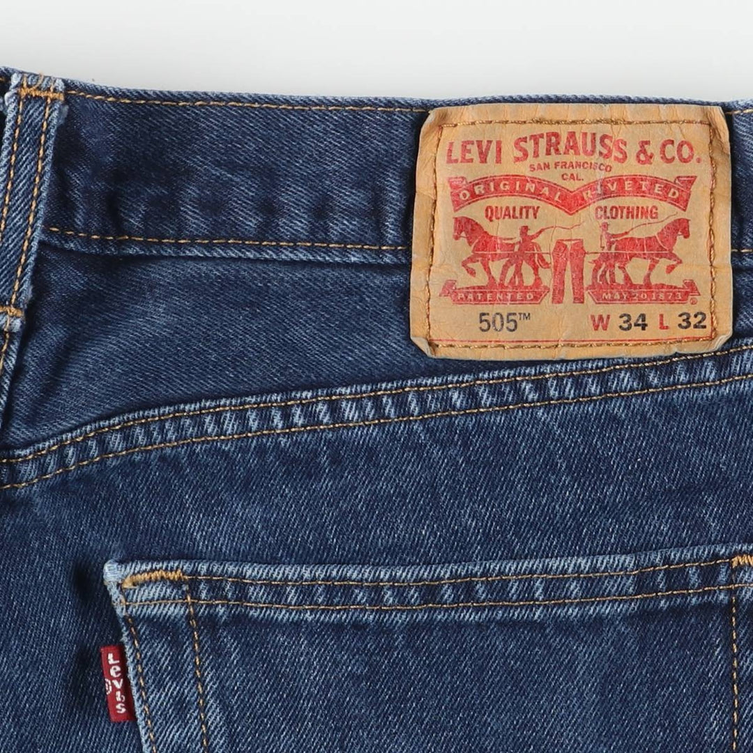 Levi's 505 tapered denim pants for men, size W34 cotton blue type Vintage Second Hand