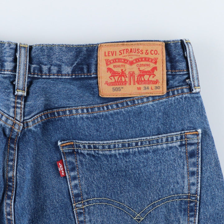 Levi's 505 tapered denim pants for men, size W34 cotton blue type Vintage Second Hand