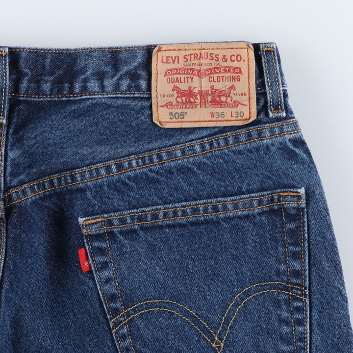 00'S Levi's 505 REGULAR FIT tapered denim pants for men, size w35 cotton blue type Vintage Second Hand