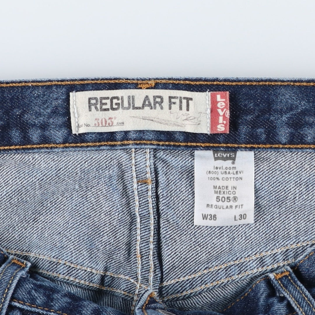 00'S Levi's 505 REGULAR FIT tapered denim pants for men, size w35 cotton blue type Vintage Second Hand