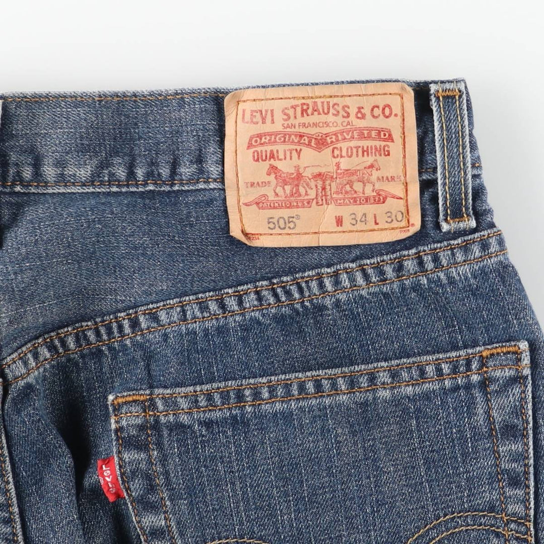 00'S Levi's 505 REGULAR FIT tapered denim pants for men, size w33 cotton blue type Vintage Second Hand